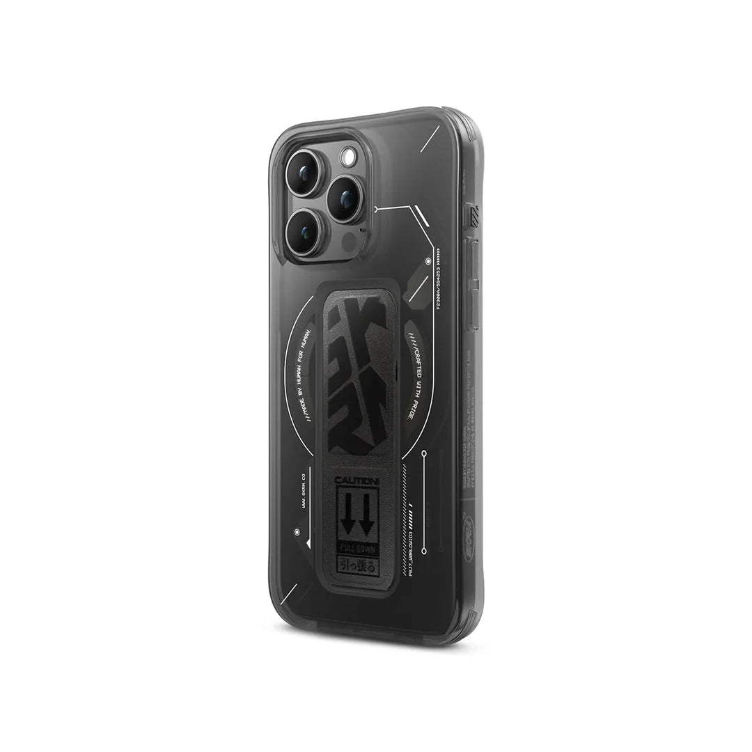 Skinarma iPhone 15 Pro Helio Magsafe Grip-Stand Cover - Black - Tashqila Skinarma iPhone 15 Pro Helio Magsafe Grip-Stand Cover - Black - Tashqila